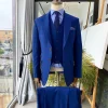 A Blue Stripe Extra-fine jorgecarli Merino Sheep wool super 140’s Fabric, notch lapel suit.