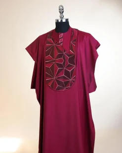 A Barn Red, Sun Set In The East Embroidery Detailing Agbada