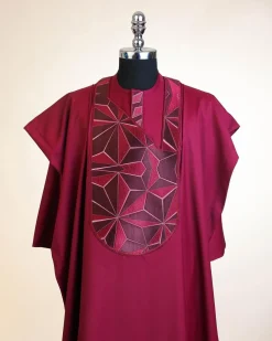 A Barn Red, Sun Set In The East Embroidery Detailing Agbada