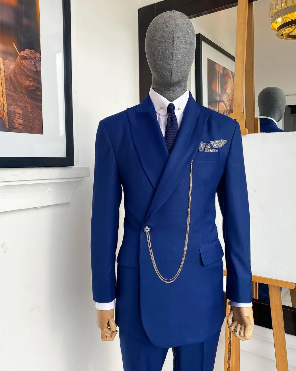 A Bespoke reloaded “Arthur Richards” Navy blue business/corporate 3 lapel suit