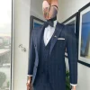 A Bespoke reloaded “peaky blinders” prince of Wales windowpane midnight blue and Skye blue check suit
