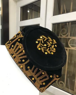 A Black and gold Embroidery African Traditional hat
