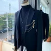A Black Extra-fine jorgecarli Merino Sheep wool super 140’s Fabric, 3 piece notch lapel suit