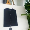 A Black Stripe, clear view transparent Swarovski buttons, front flap details African traditional senator kaftan native.