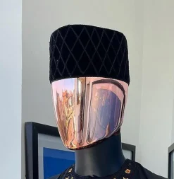 A Black Velvet Interlocking Lane African Hat