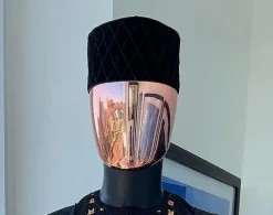 A Black Velvet Interlocking Lane African Hat
