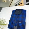 A Blue And Black Check Front Flap African Kaftan