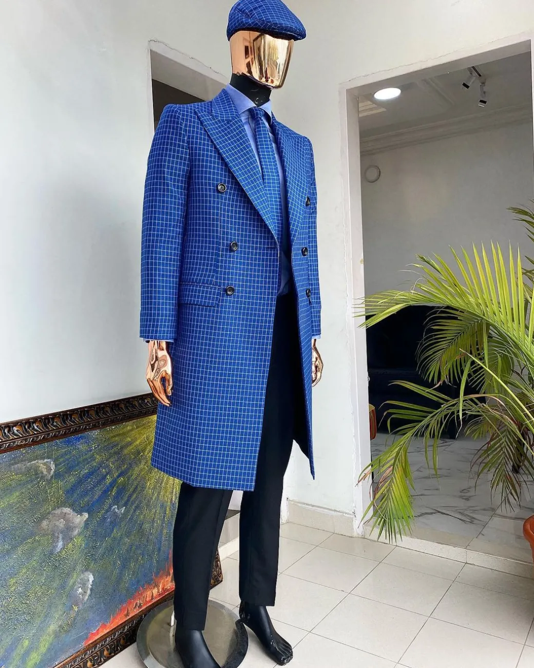 A Blue Check Reloaded “Peaky Blinder” Double breasted trench suit