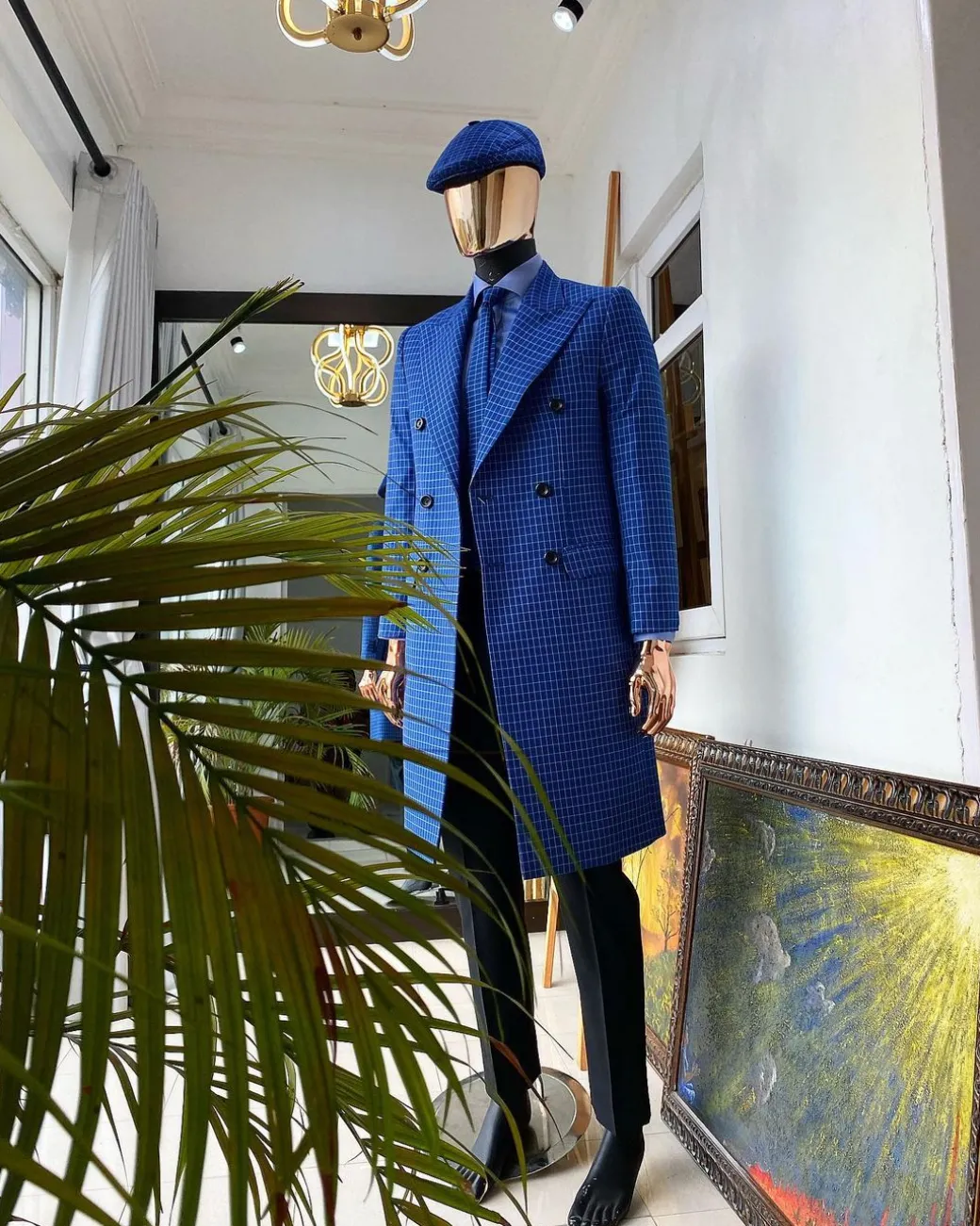 A Blue Check Reloaded “Peaky Blinder” Double breasted trench suit