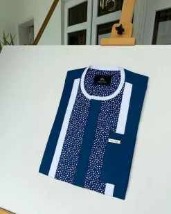 A Blue Mix Dotted Space Front flap African Kaftan