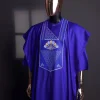 A Blue, scattered pointed zeros with keke Elemu embroidery details agbada