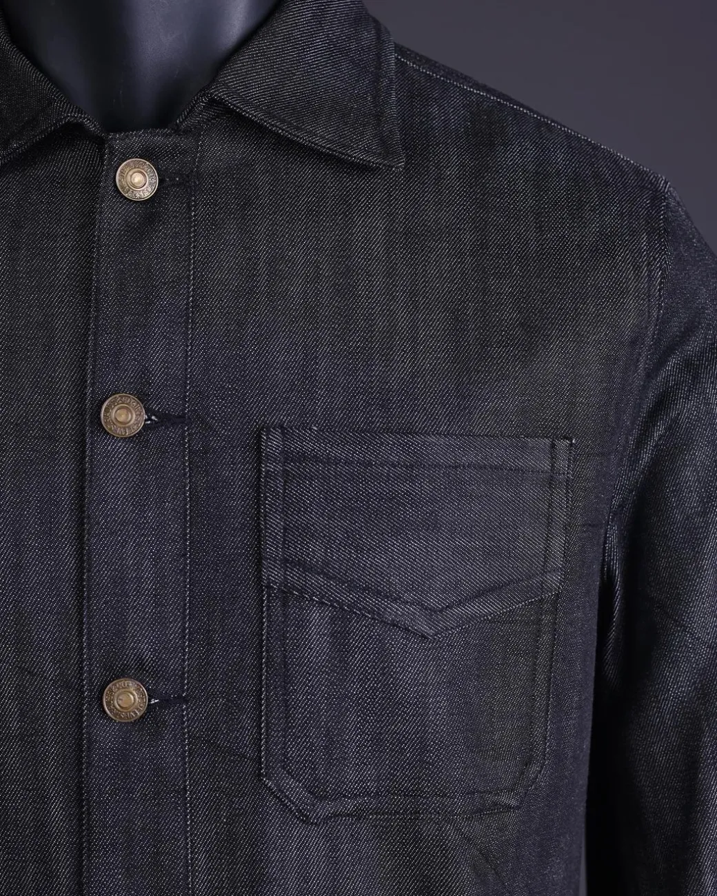 A Branded black greyscale, denim shirt jacket