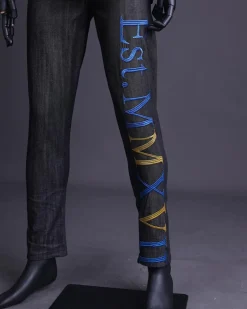 A Branded black greyscale, denim shirt jacket