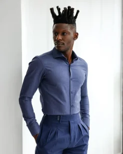 A Brushed Navy blue business shirt.