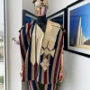 A burgundy, brown & midnight blue aso-oke African traditional dashiki
