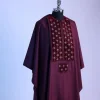 A burgundy, grommet eyelet on dropping octa embroidery details Agbada