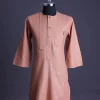 A Cantaloupe orange with a black pencil stripe and a front flap with black Swarovski buttons African senator, kaftan native