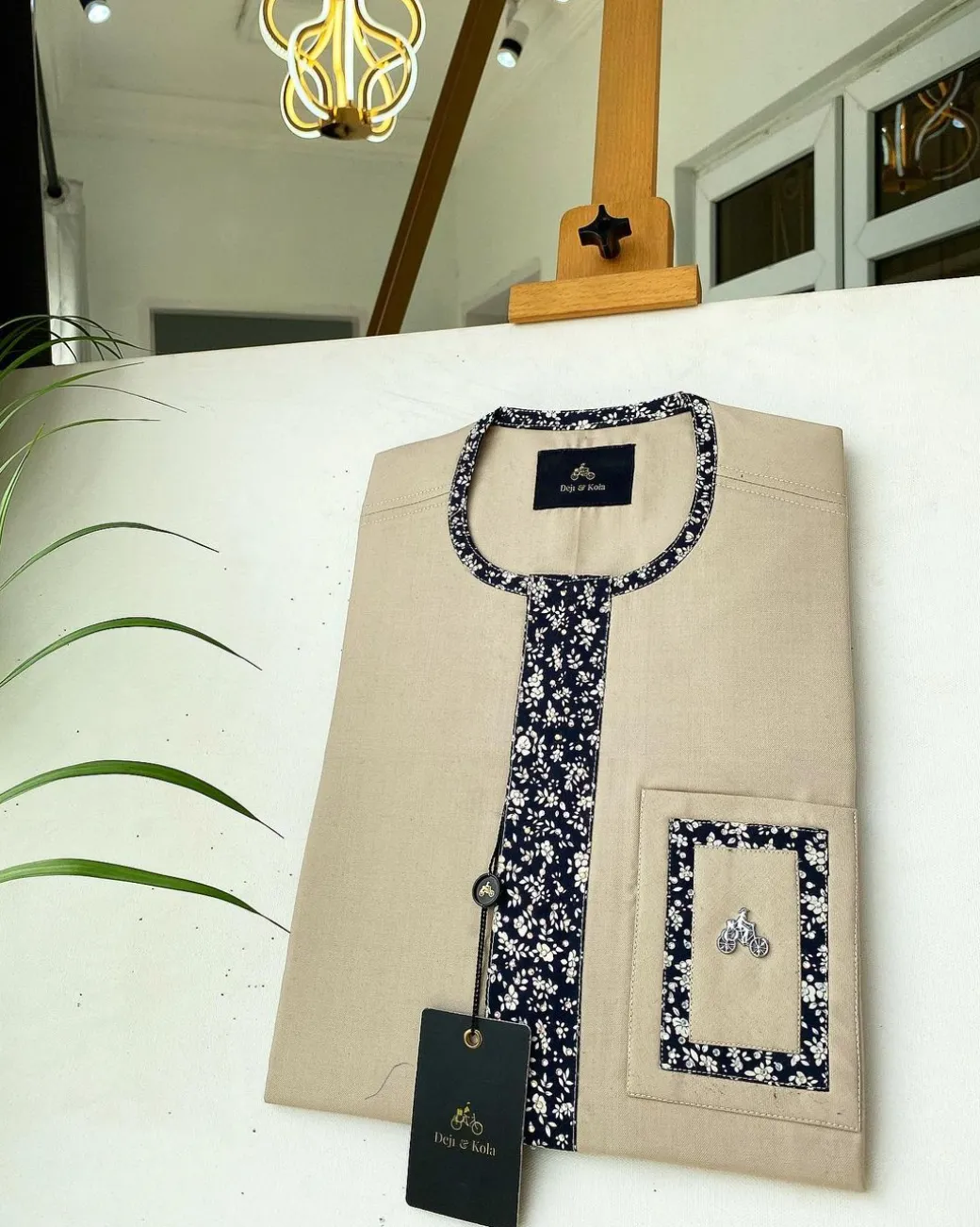 A Carton-coloured Swarovski stone detailing on the flap and pocket African Kaftan and Sokoto