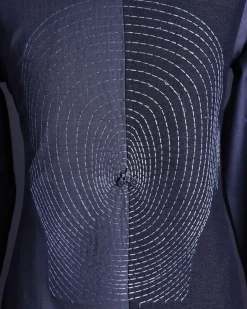A charcoal and porpoise grey, Mid-Cut with head hologram embroidery detailing African senator kaftan native.