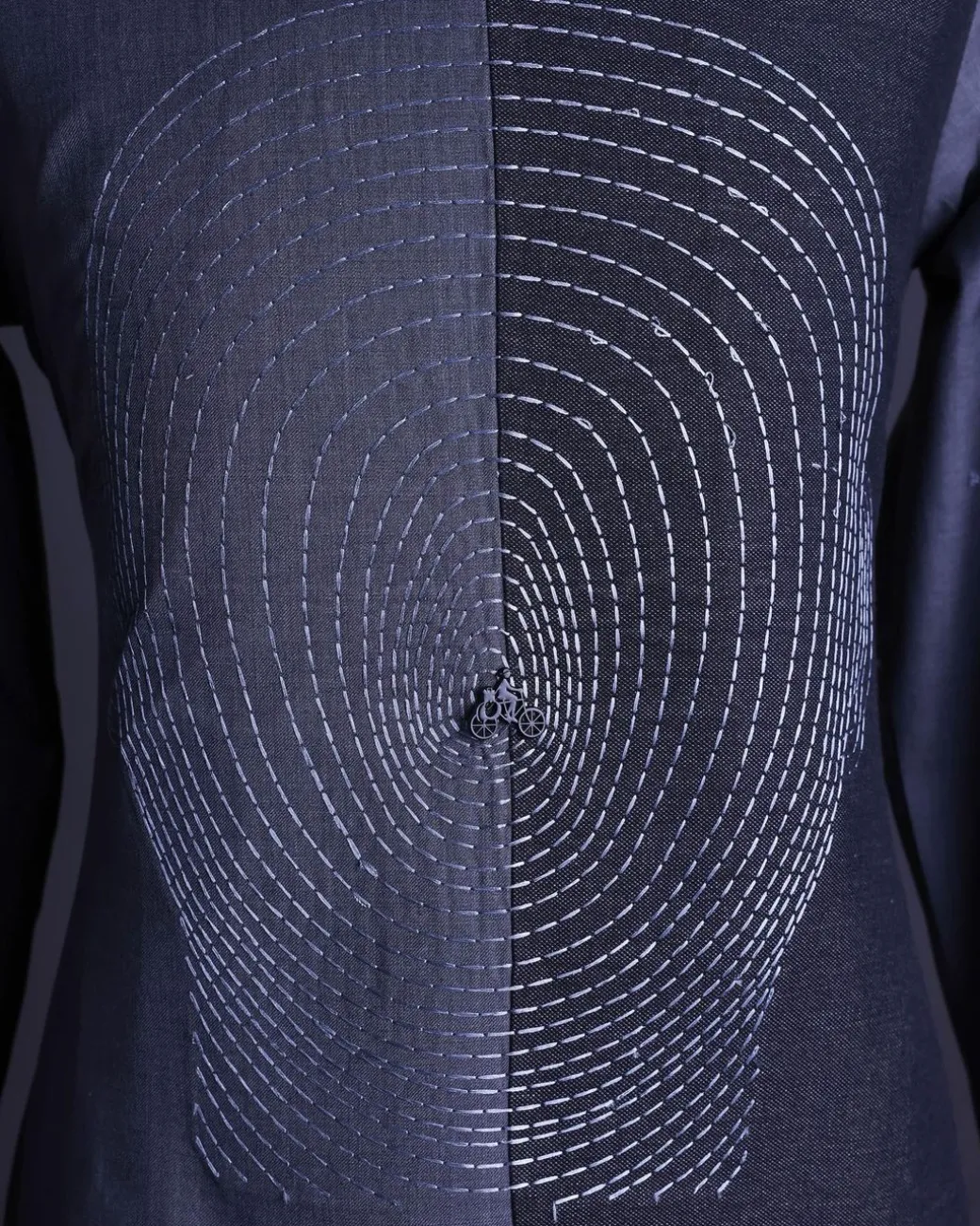 A charcoal and porpoise grey, Mid-Cut with head hologram embroidery detailing African senator kaftan native.