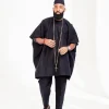 A Charcoal Black Aso Oke Dashik, Hand Swarovski Crystal Design Hat