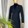 A Charcoal Black Bespoke “Peaky Blinders” Peak Lapel Suit