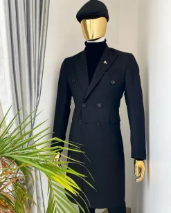 A Charcoal Black Bespoke “Peaky Blinders” Peak Lapel Suit