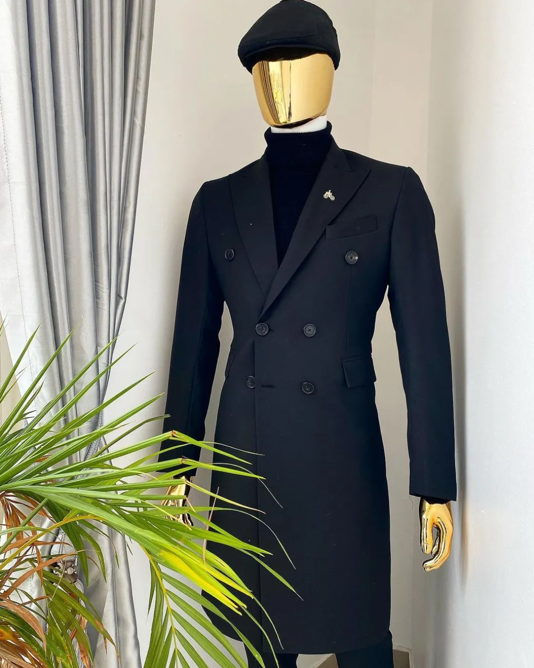 A Charcoal Black Bespoke “Peaky Blinders” Peak Lapel Suit