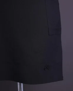 A Charcoal black, brown Aaron wool, front flap with black Swarovski button, shorts sleeve African senator kaftan native.