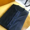A Charcoal Black Button Flap  Kaftan With Blue Paisley Detailing and Sokoto