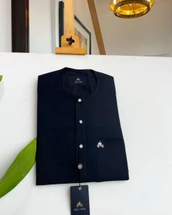 A Charcoal black, clear view silver Swarovski buttons, patch pocket details African traditional senator kaftan native.