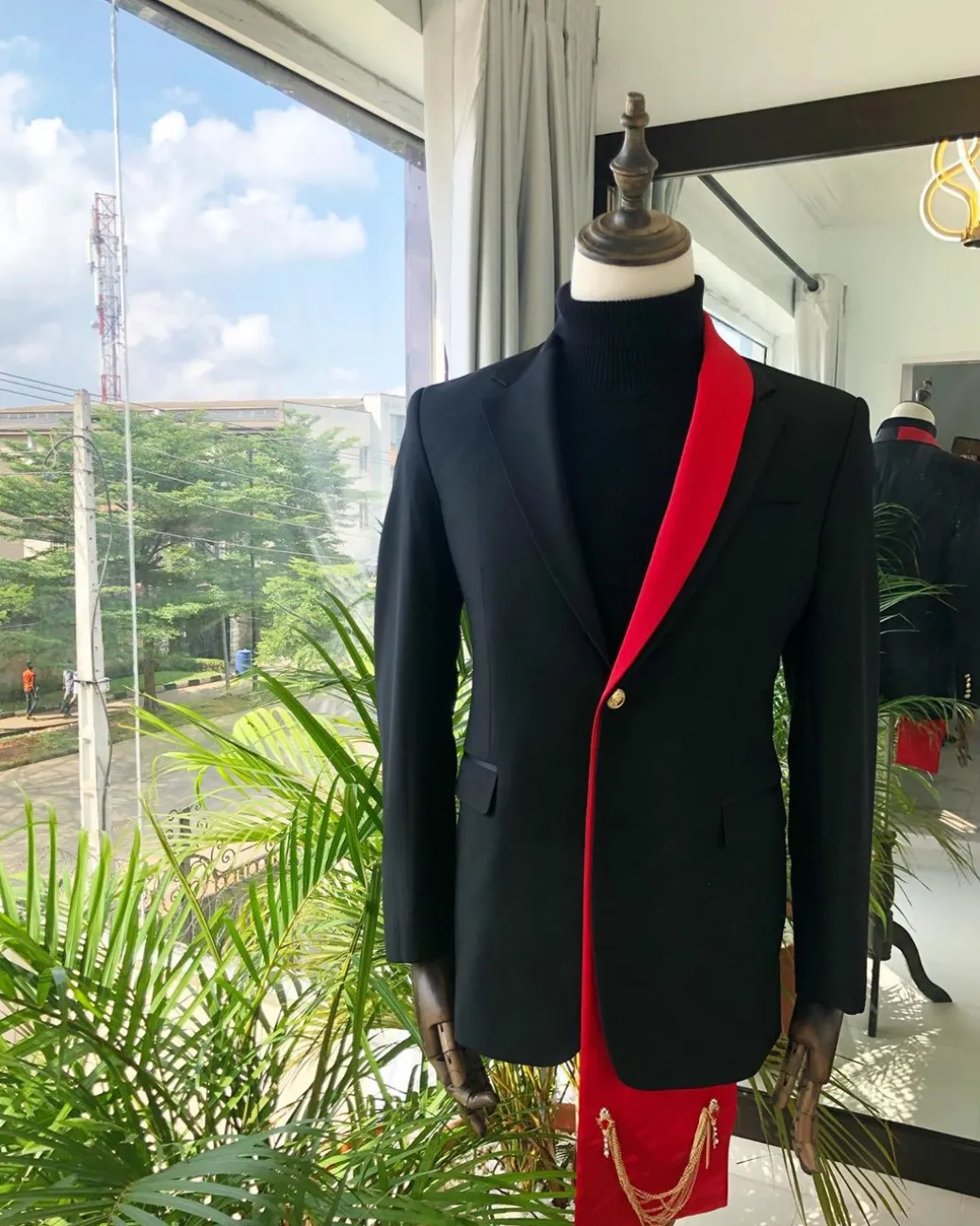 A charcoal Black “Falz” classic Tuxedo Suit