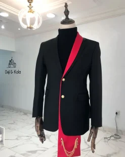 A charcoal Black “Falz” classic Tuxedo Suit