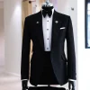 A Charcoal Black Floral Jacquard Notch Lapel Tuxedo Suit