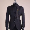 A Charcoal Black, Floral Patterned Shawl Lapel, Single Button Smoking Tuxedo Suit