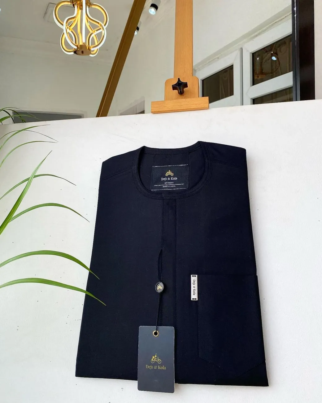 A Charcoal Black front flap Senator kaftan and Sokoto