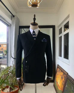 A Charcoal Black “Herd Immunity” Wrap Single Button Breasted Suit