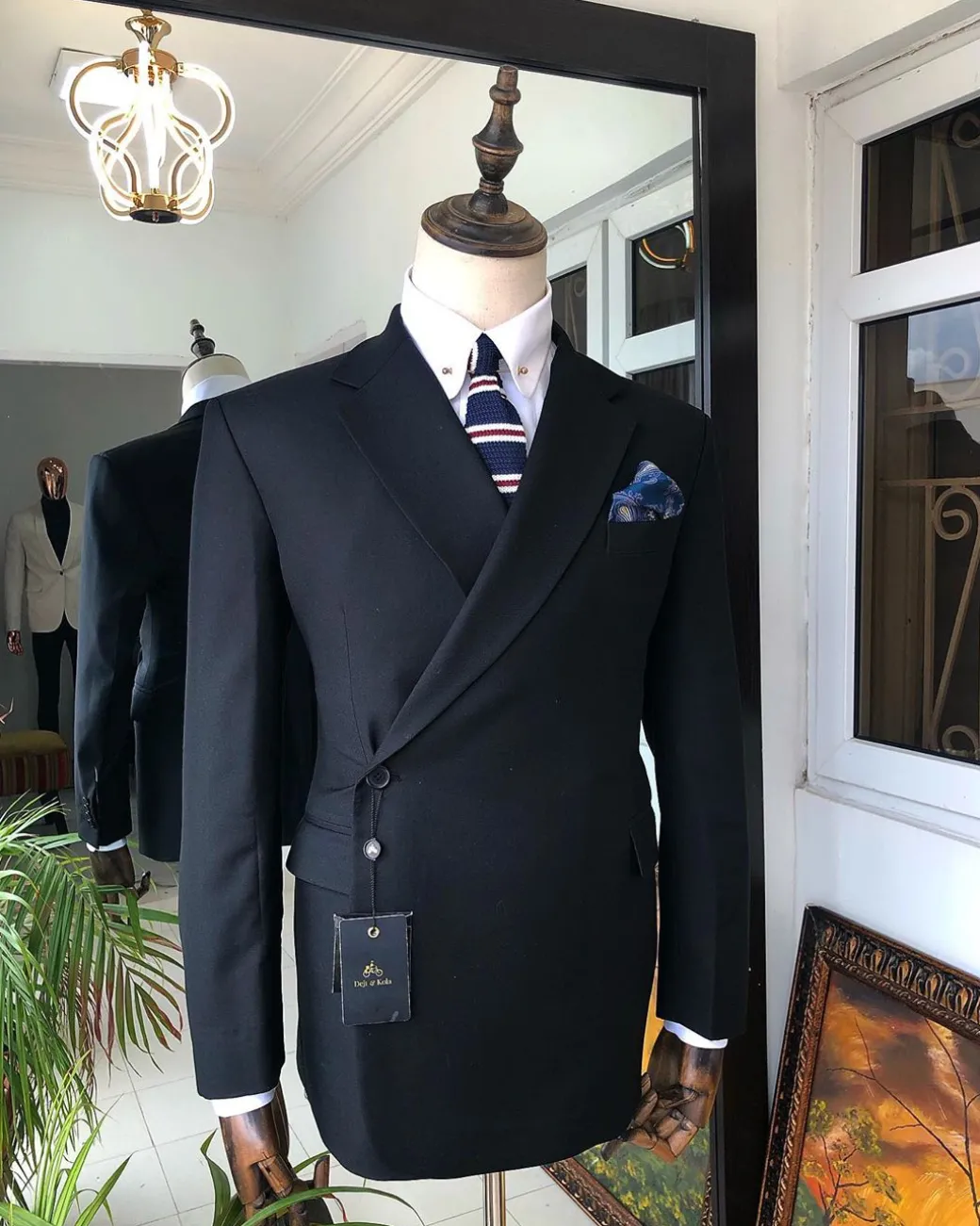 A Charcoal Black “Herd Immunity” Wrap Single Button Breasted Suit