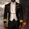 A Charcoal Black “John Beecroft” Tail Marine Peak Lapel Tuxedo Suit