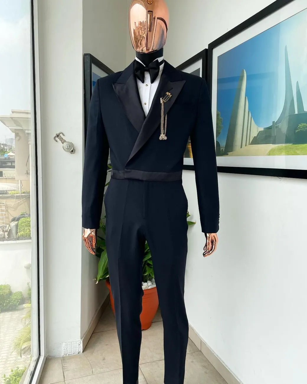 A Charcoal black Jump “Juxedo” peak lapel tuxedo suit