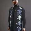 A charcoal black long sleeve kaftan, 3D printed kimono jacket, hat and sokoto African traditional senator kaftan native.