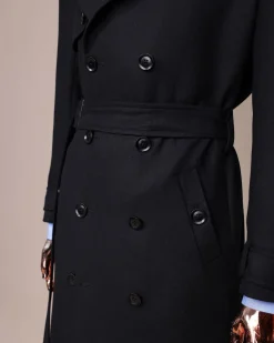A Charcoal Black, Peak Lapel Jorgecarli Vogue Trench Wool Jacket