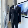 A Charcoal Black Pinstripe “Board Room” Peak Lapel Suit