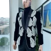 A Charcoal black Reloaded “Justin” silver Swarovski embellishment detailing tuxedo suit