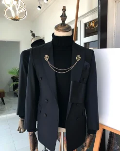 A Charcoal black Reloaded “oranmiyan” double breasted suit