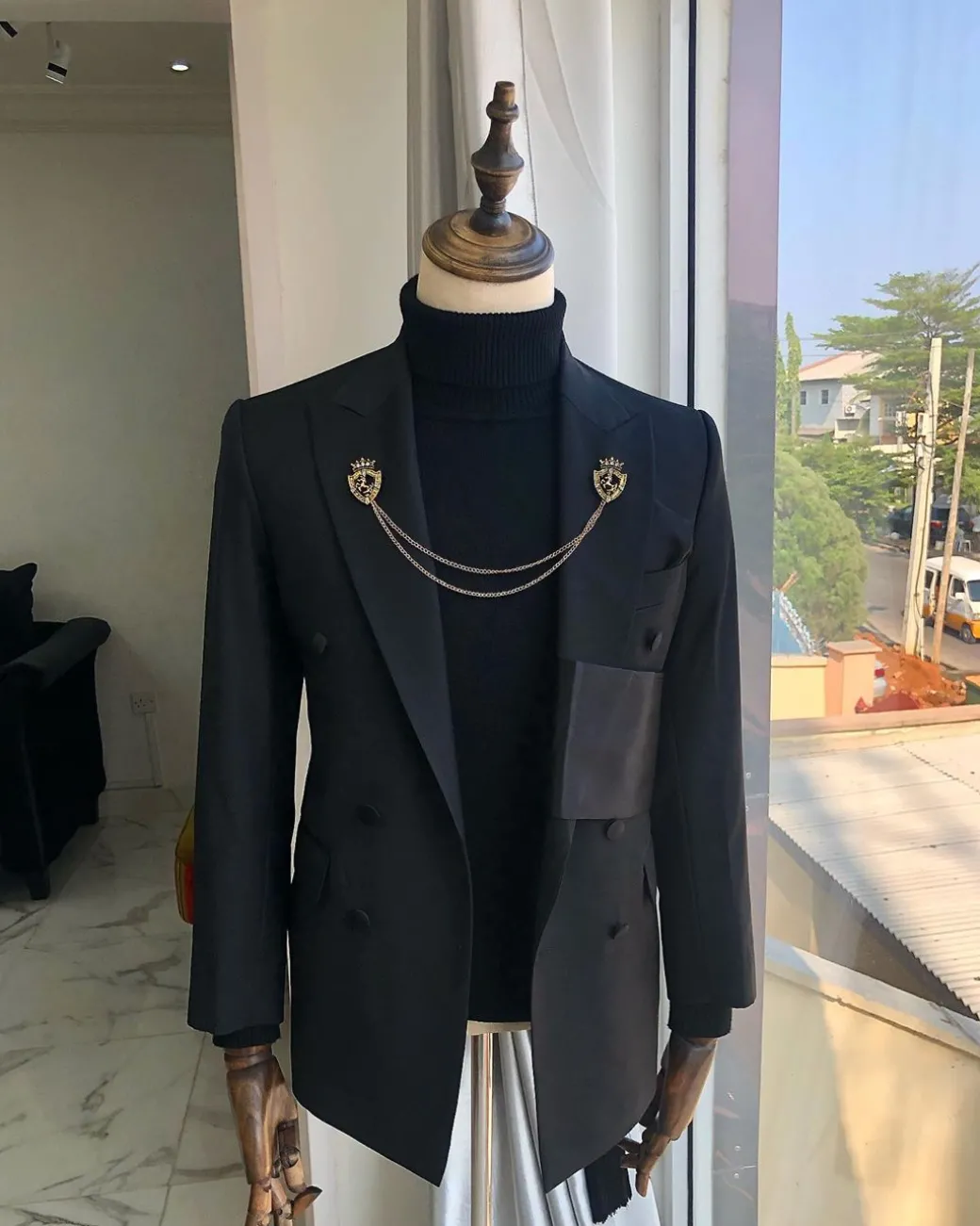 A Charcoal black Reloaded “oranmiyan” double breasted suit