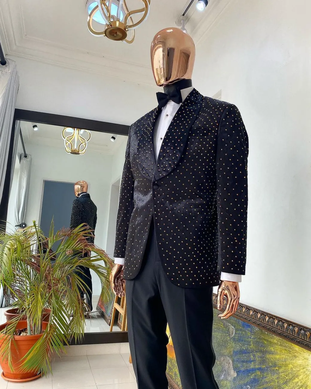 A Charcoal Black Reloaded “Justin” Italian Velvet Tuxedo Suit