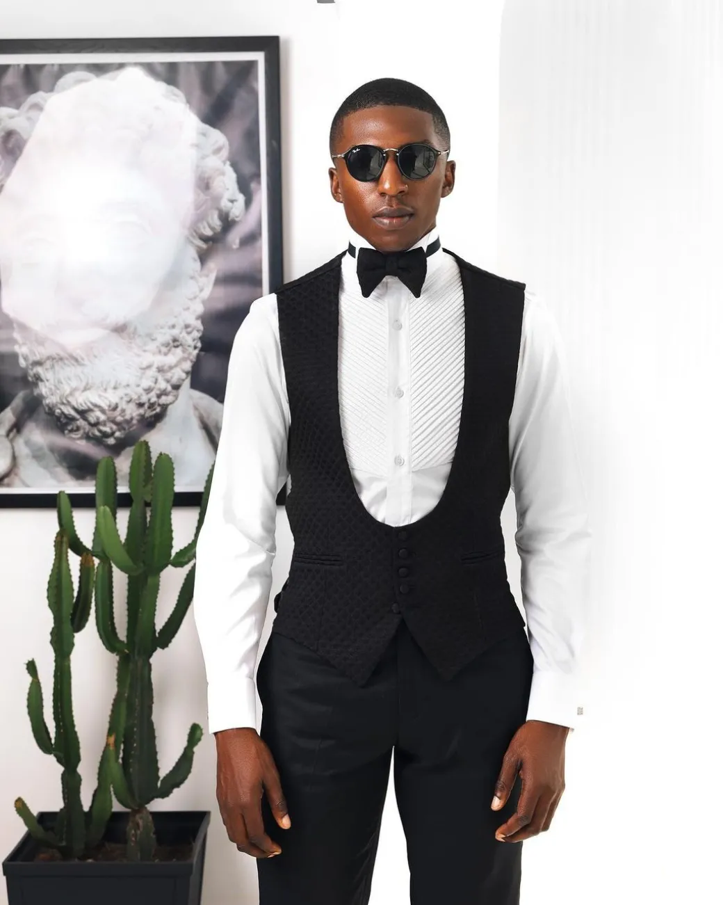 A Charcoal Black, Square Patterned jacquard shawl lapel tuxedo suit