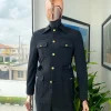 A Charcoal black “summer” vintage long sleeve safari suit & pant Trouser.