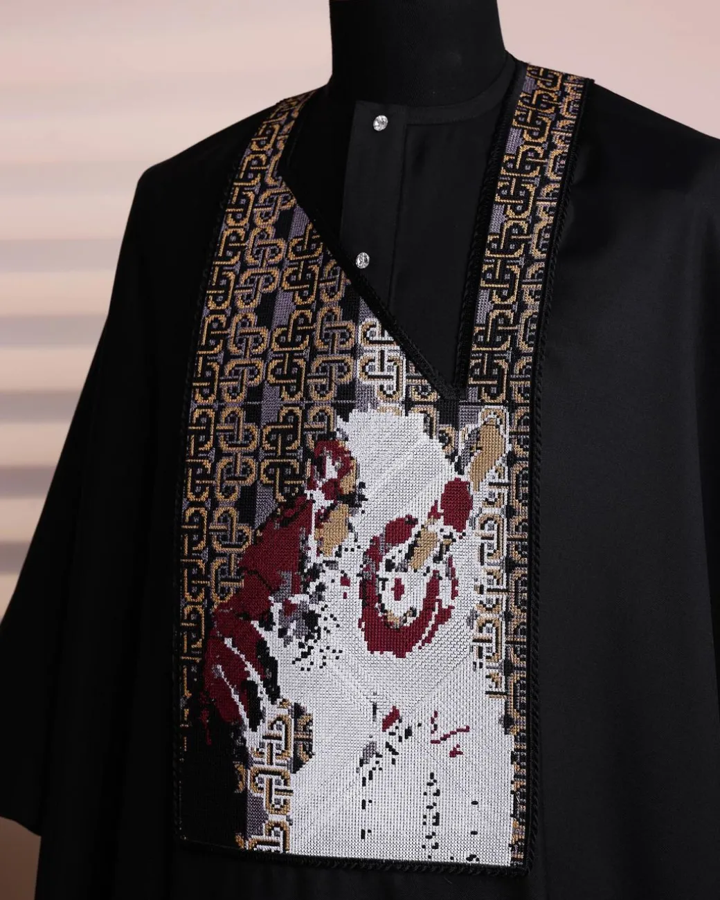 A Charcoal Black, “Thinking APE ” Embroidery Details Agbada